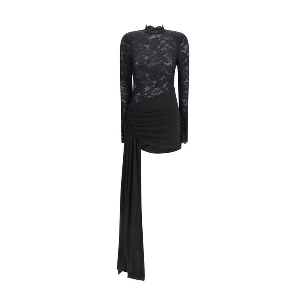 Nissa Black Nylon Casual Women's Dress